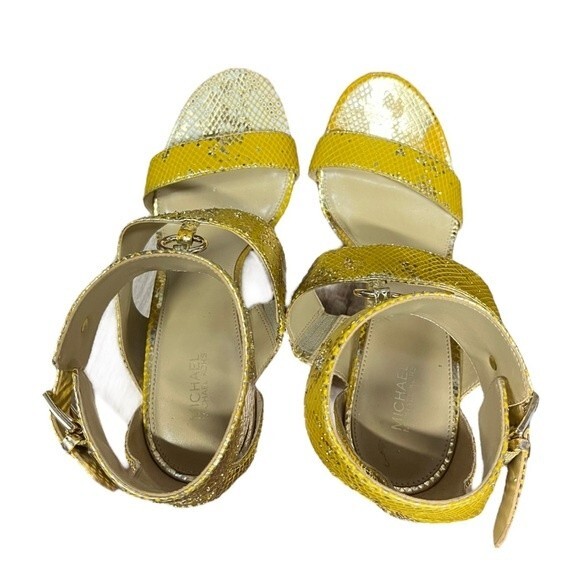 MICHAEL MICHAEL KORS Women's Gold Amos Ankle Cuff Stiletto Sandals SZ 10 - Picture 4 of 9